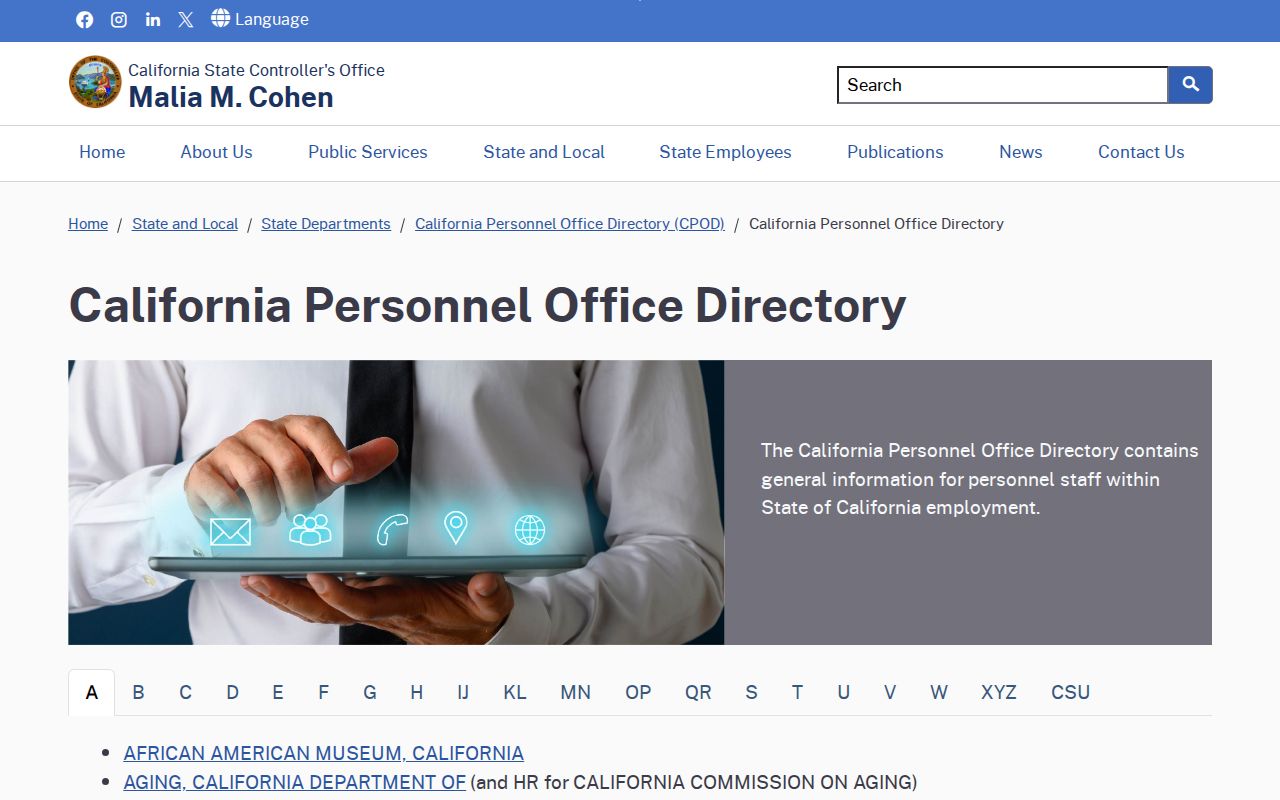 Carson people directories California personnel office directory