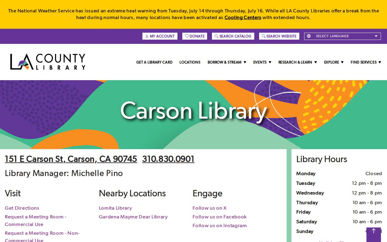 Carson people directories LA County Library Carson branch